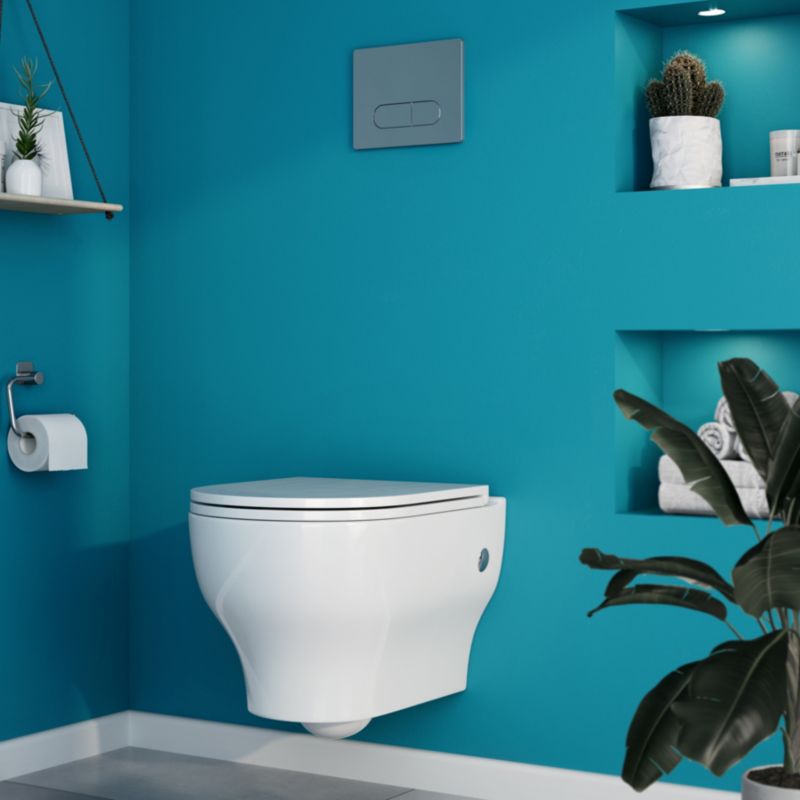 Vægmonteret toiletter GoodHome Cavally uden kant med soft-close sæde i duroplast