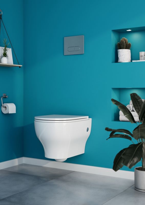Vægmonteret toiletter GoodHome Cavally uden kant med soft-close sæde i duroplast