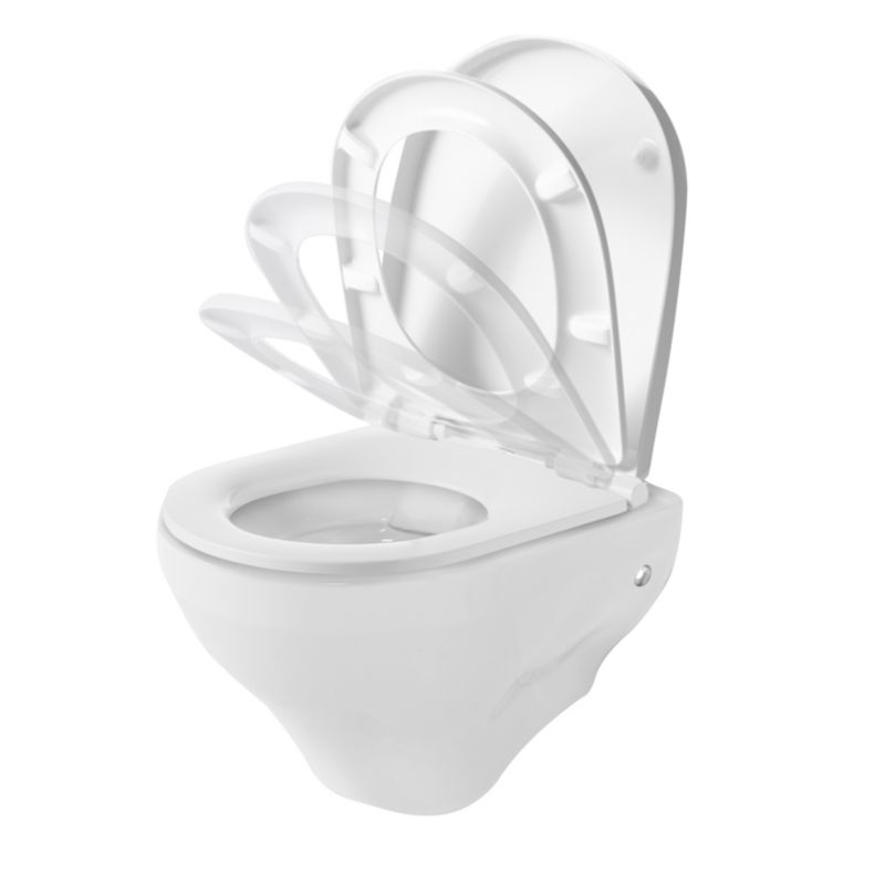 Vægmonteret toiletter GoodHome Cavally uden kant med soft-close sæde i duroplast