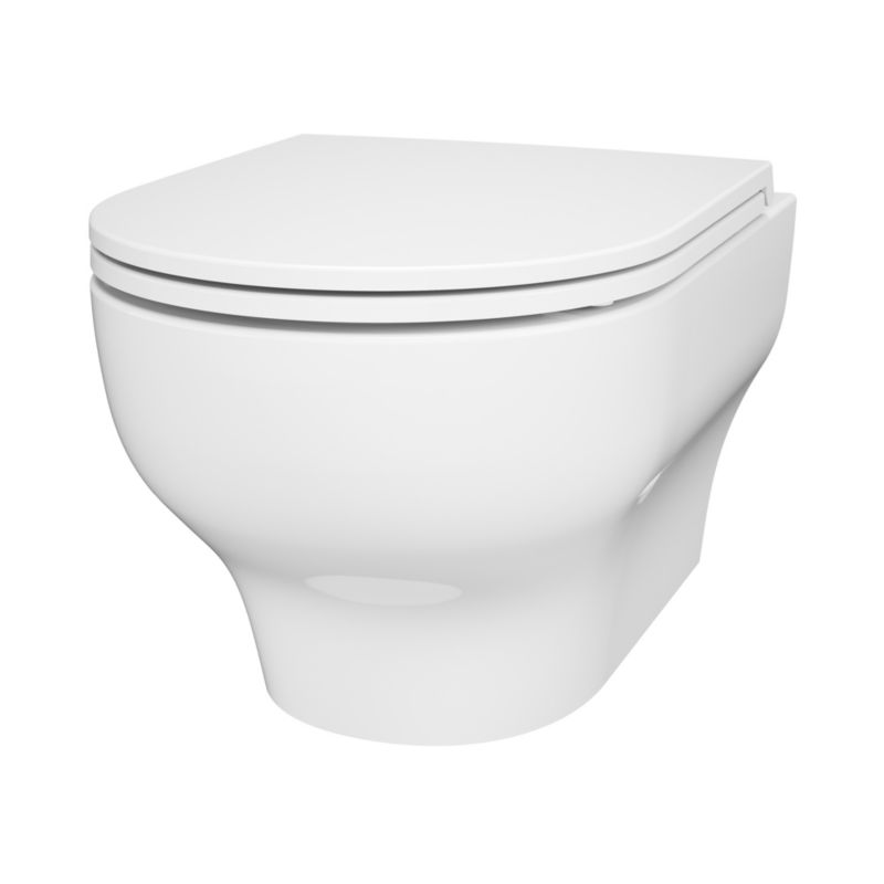 Væghængt Toilet Hvid Rund 53x36x35 cm