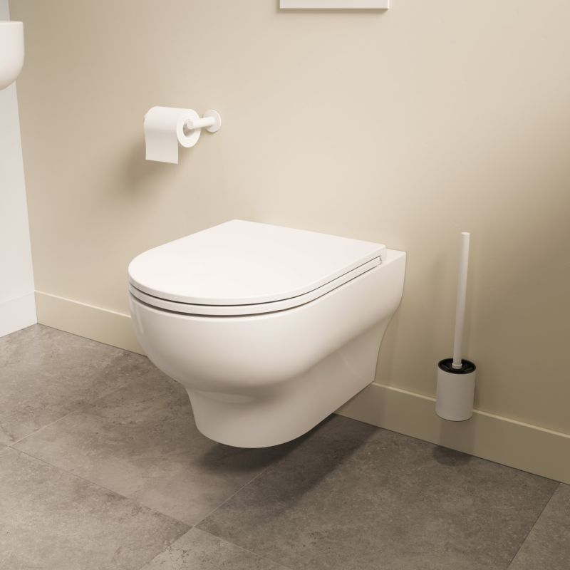 Væghængt Toilet Hvid Rund 53x36x35 cm