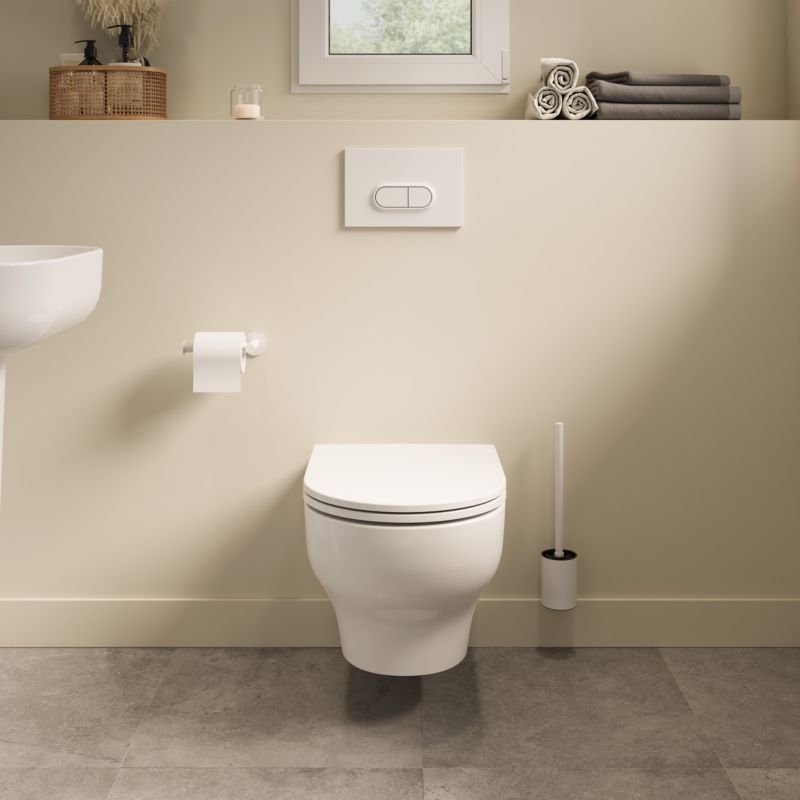 Væghængt Toilet Hvid Rund 53x36x35 cm