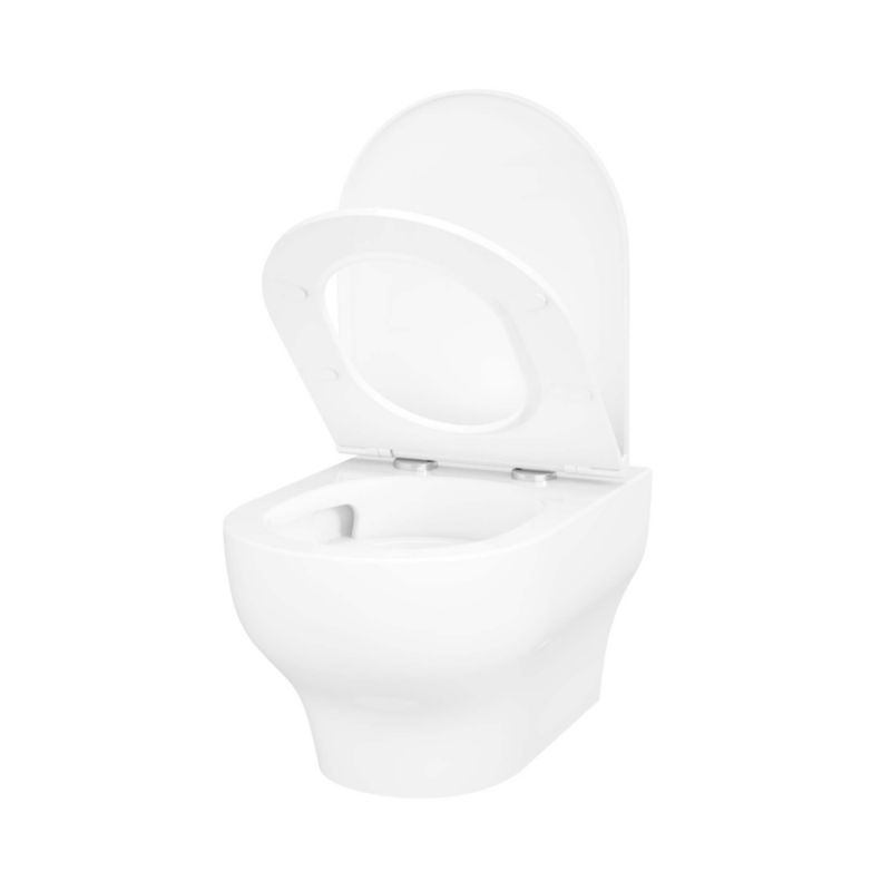 Væghængt Toilet Hvid Rund 53x36x35 cm