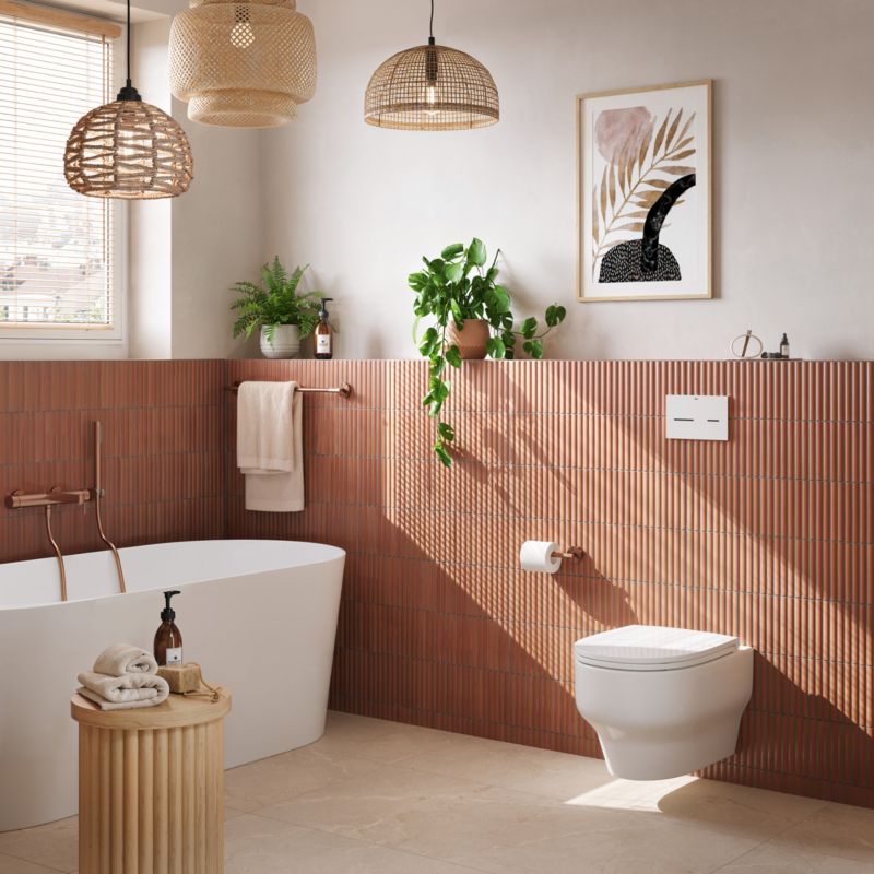 Væghængt Toilet Hvid Rund 53x36x35 cm