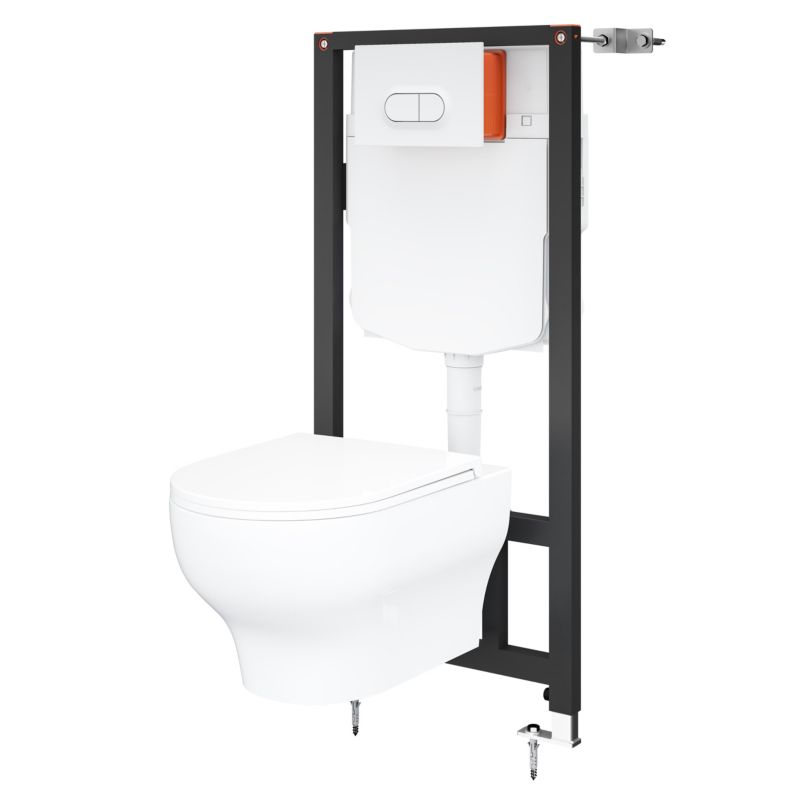 Væghængt Toilet Hvid Rund 53x36x35 cm