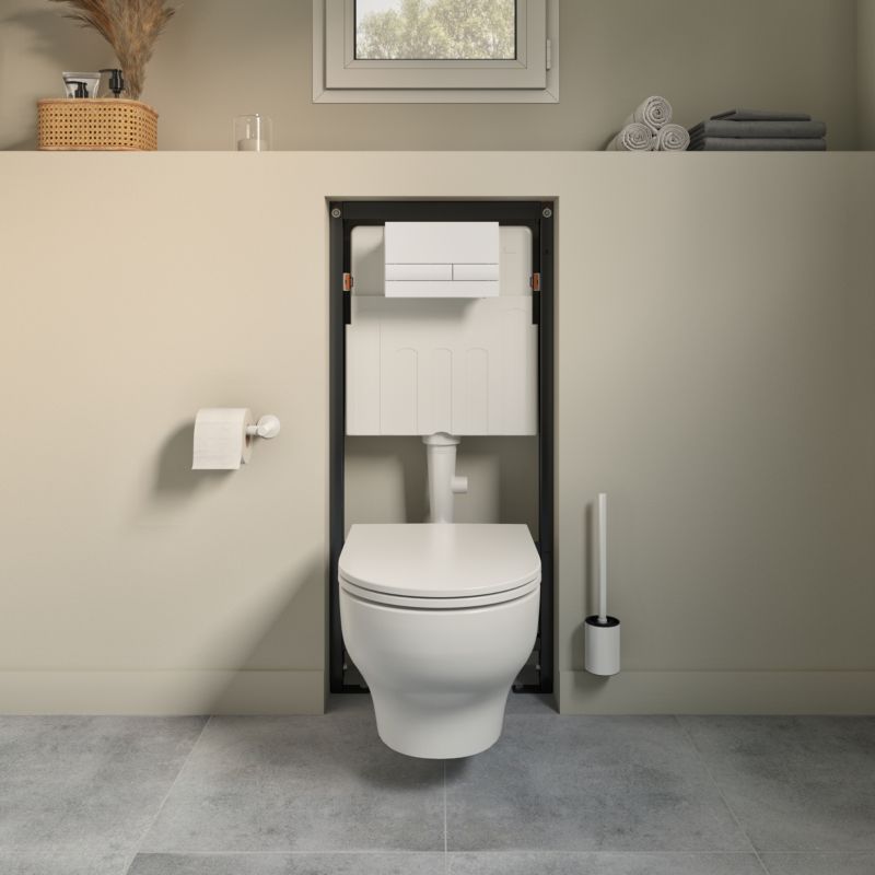 Væghængt Toilet Hvid Rund 53x36x35 cm