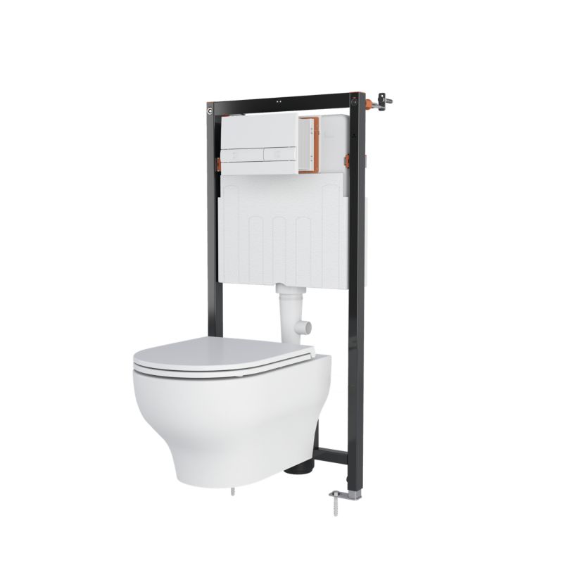 Væghængt Toilet Hvid Rund 53x36x35 cm