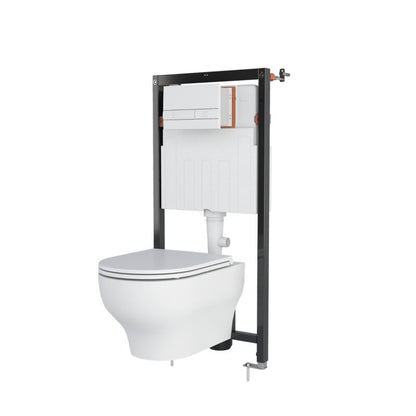 Væghængt Toilet Hvid Rund 53x36x35 cm