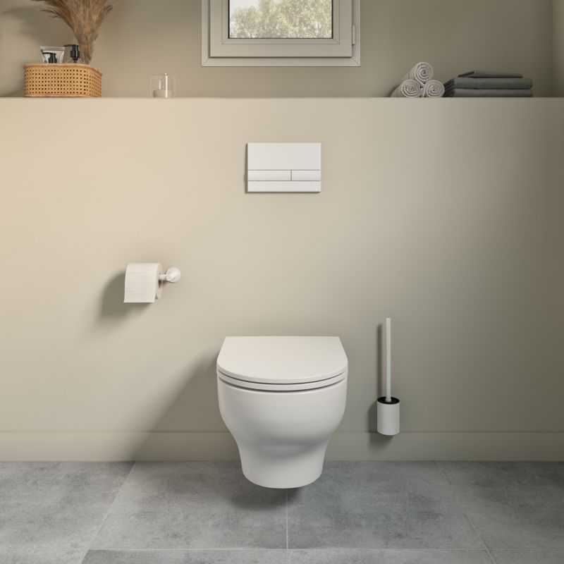 Væghængt Toilet Hvid Rund 53x36x35 cm