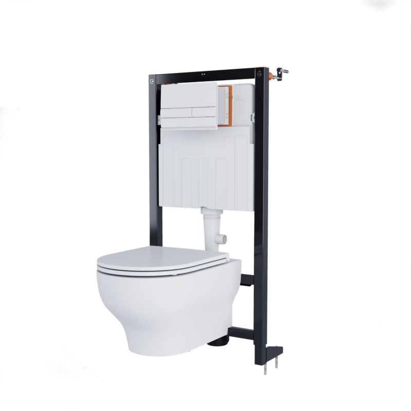 Væghængt Toilet Hvid Rund 53x36x35 cm