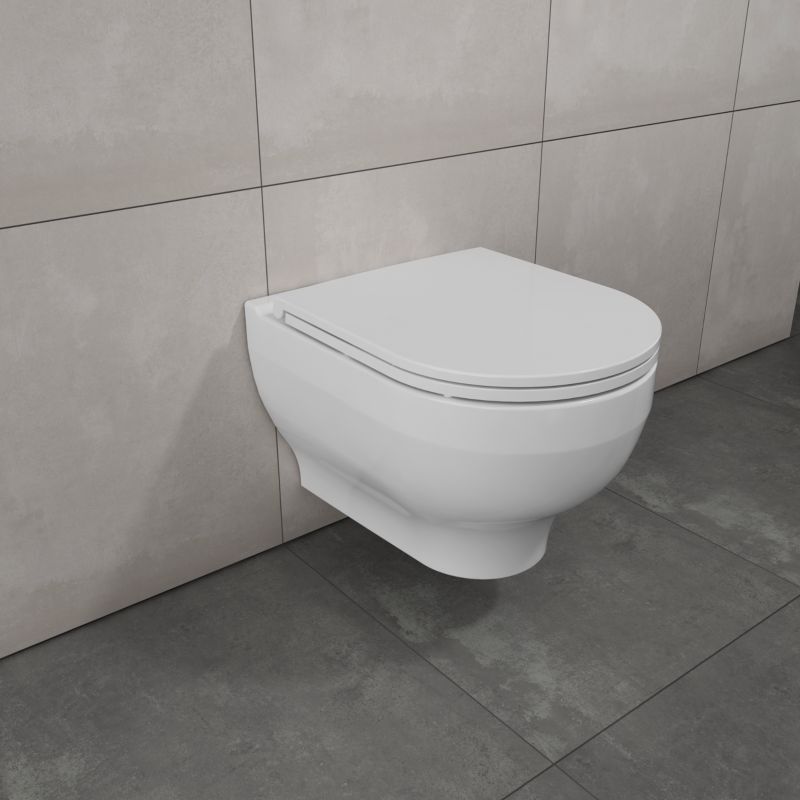 Væghængt Toilet Cavally Hvid med Langsomt Lukkende Sæde 36,5x54,5 cm