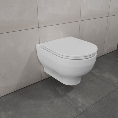 Væghængt Toilet Cavally Hvid med Langsomt Lukkende Sæde 36,5x54,5 cm