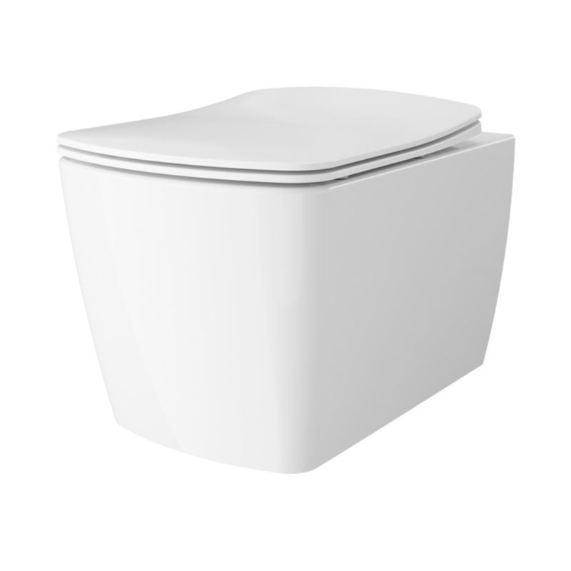Væghængt Toilet Levanna Uden Skyllekant med Langsomt Lukkende Sæde Hvid