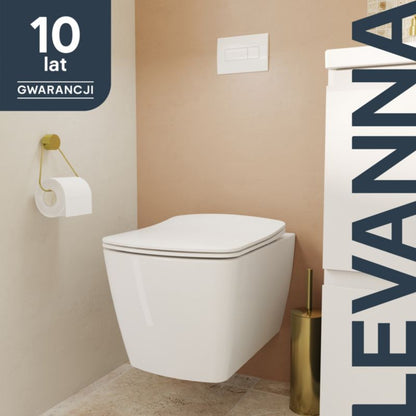 Væghængt Toilet Levanna Uden Skyllekant med Langsomt Lukkende Sæde Hvid