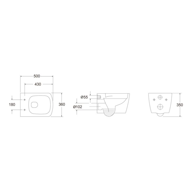 GoodHome Levanna væghængt rimless toilet med duroplast soft-close sæde