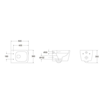 GoodHome Levanna væghængt rimless toilet med duroplast soft-close sæde
