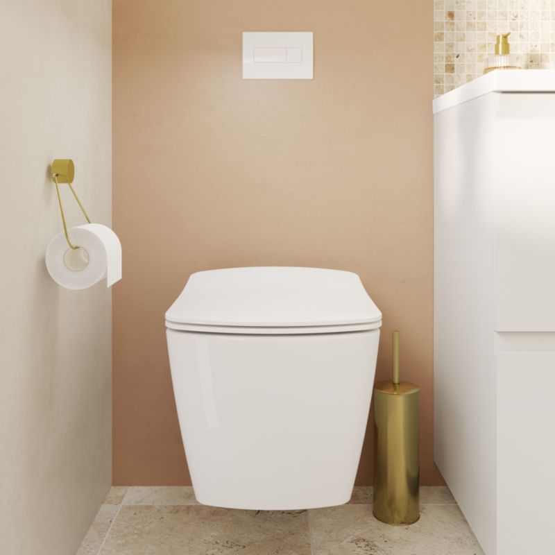 Væghængt Toilet Levanna Uden Skyllekant med Langsomt Lukkende Sæde Hvid