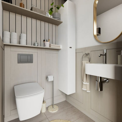 Væghængt Toilet Levanna Uden Skyllekant med Langsomt Lukkende Sæde Hvid