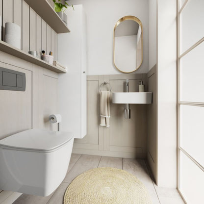 Væghængt Toilet Levanna Uden Skyllekant med Langsomt Lukkende Sæde Hvid