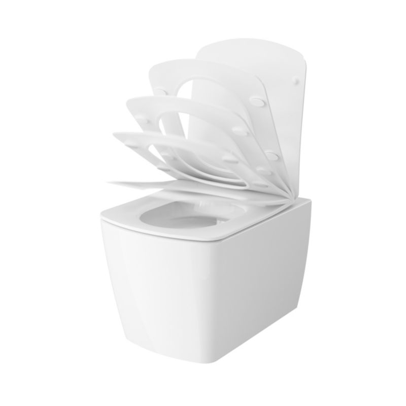 Væghængt Toilet Levanna Uden Skyllekant med Langsomt Lukkende Sæde Hvid