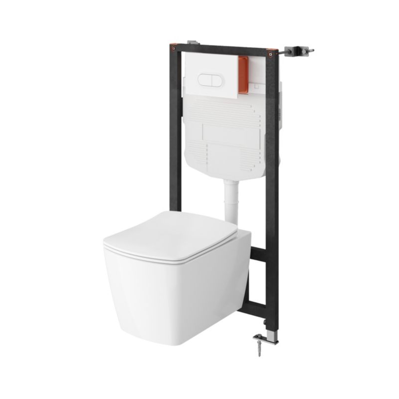 Væghængt Toilet Levanna Uden Skyllekant med Langsomt Lukkende Sæde Hvid
