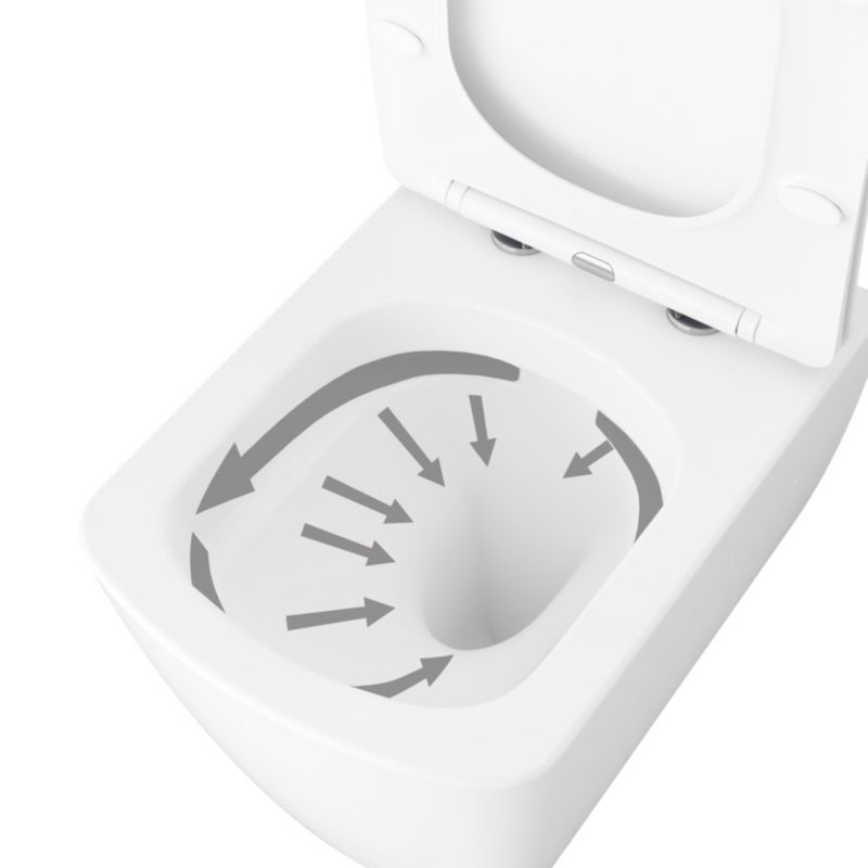 Væghængt Toilet Levanna Uden Skyllekant med Langsomt Lukkende Sæde Hvid
