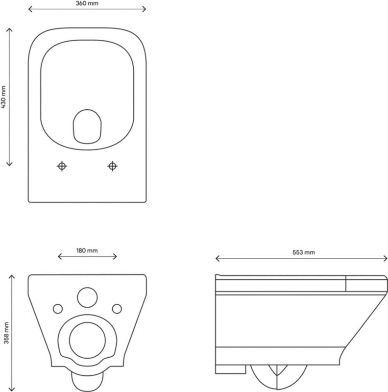 Vægmonteret GoodHome Teesta rimless toilet med softclose sæde