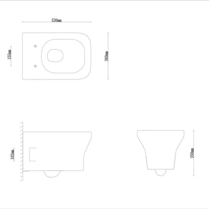 Væghængt Toilet Teesta Hvid Rund Uden Skyllekant 53x36x35 cm