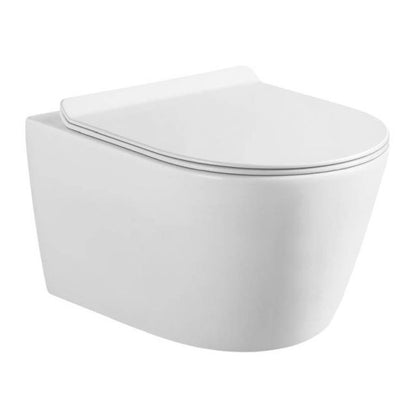 Væghængt Toilet Hvid Uden Skyllekant med Softclose Sæde 49x35,5x37,5 cm