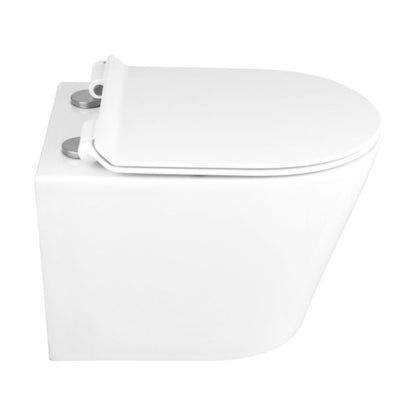 Væghængt Toilet Hvid Uden Skyllekant med Softclose Sæde 49x35,5x37,5 cm