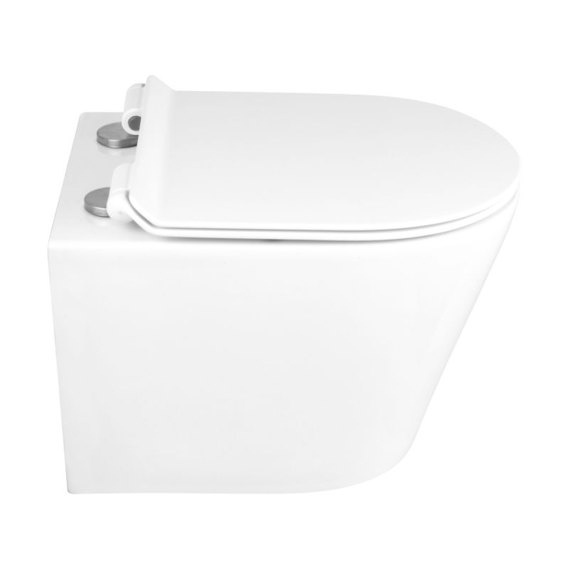 Væghængt Toilet Hvid Uden Skyllekant med Softclose Sæde 49x35,5x37,5 cm