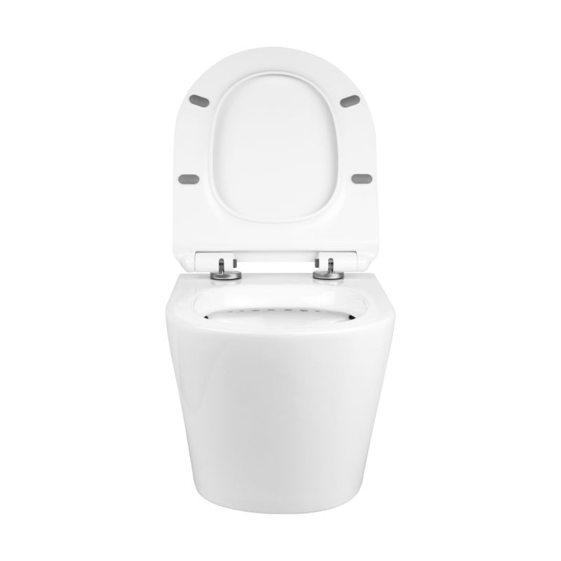 Væghængt Toilet Hvid Uden Skyllekant med Softclose Sæde 49x35,5x37,5 cm