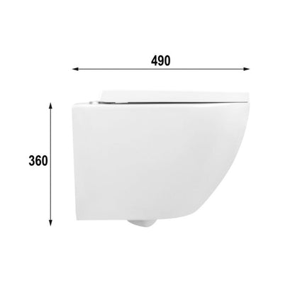 Væghængt Toilet Rundt Uden Skyllekant med Sæde Hvid 49 x 35,5 x 36 cm | 5901912834828