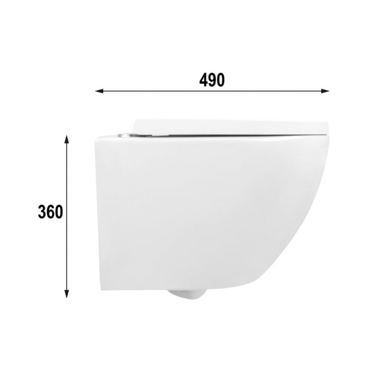 Væghængt Toilet Rundt Uden Skyllekant med Sæde Hvid 49 x 35,5 x 36 cm | 5901912834828