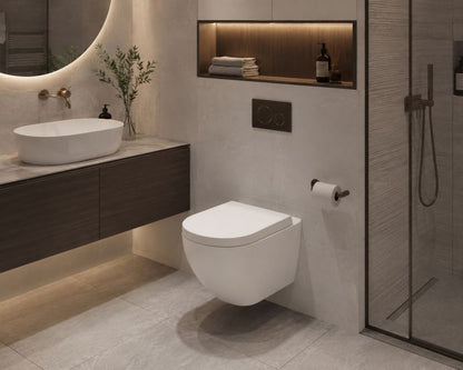 Væghængt Toilet Rundt Uden Skyllekant med Sæde Hvid 49 x 35,5 x 36 cm | 5901912834828