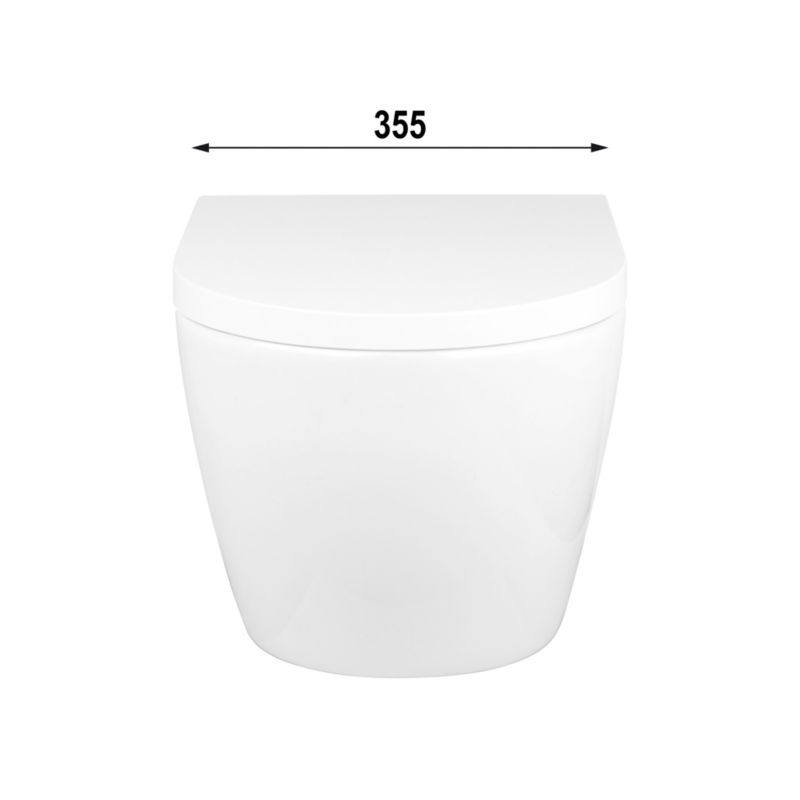 Væghængt Toilet Rundt Uden Skyllekant med Sæde Hvid 49 x 35,5 x 36 cm | 5901912834828