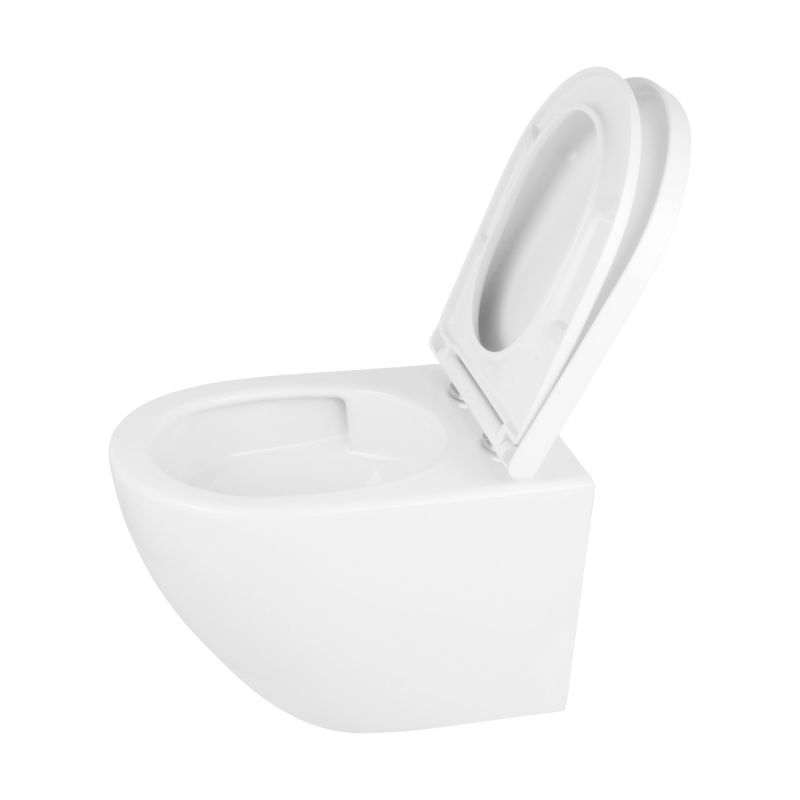 Væghængt Toilet Rundt Uden Skyllekant med Sæde Hvid 49 x 35,5 x 36 cm | 5901912834828
