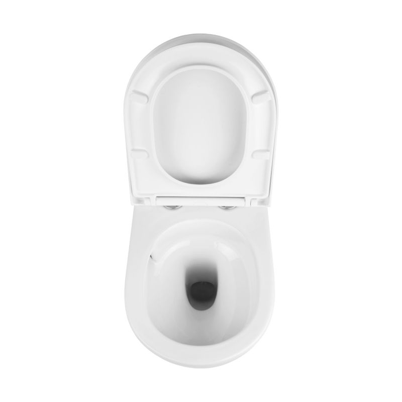 Væghængt Toilet Rundt Uden Skyllekant med Sæde Hvid 49 x 35,5 x 36 cm | 5901912834828