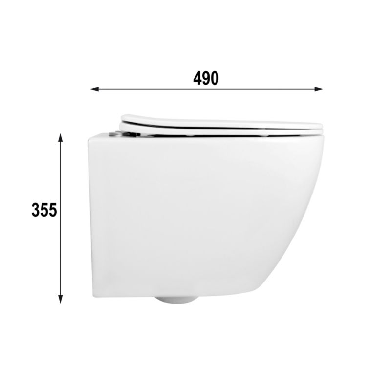Væghængt Toilet Calma Rundt Hvidt Uden Skyllekant med Sæde 36x51 cm
