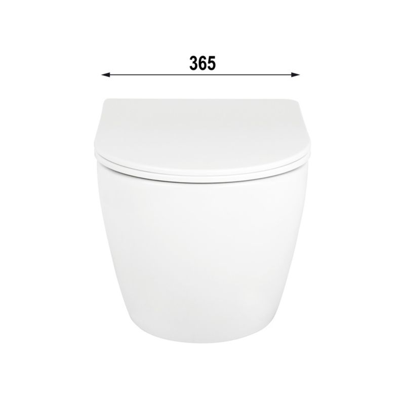 Væghængt Toilet Calma Rundt Hvidt Uden Skyllekant med Sæde 36x51 cm
