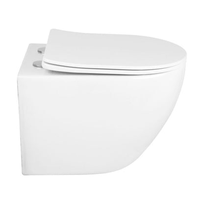 Væghængt Toilet Calma Rundt Hvidt Uden Skyllekant med Sæde 36x51 cm