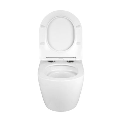 Væghængt Toilet Calma Rundt Hvidt Uden Skyllekant med Sæde 36x51 cm
