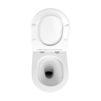Væghængt Toilet Calma Rundt Hvidt Uden Skyllekant med Sæde 36x51 cm