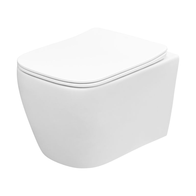 Væghængt toilet kvadratisk hvid 48,5x34x34,5 cm med sæde