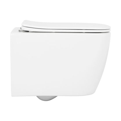 Væghængt toilet kvadratisk hvid 48,5x34x34,5 cm med sæde