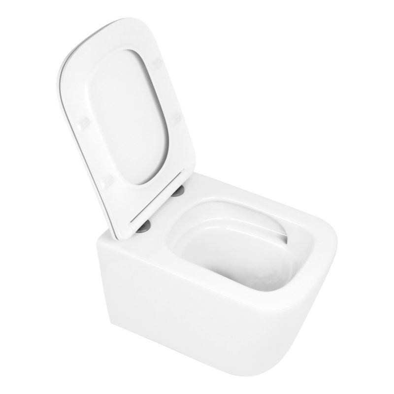 Væghængt toilet kvadratisk hvid 48,5x34x34,5 cm med sæde