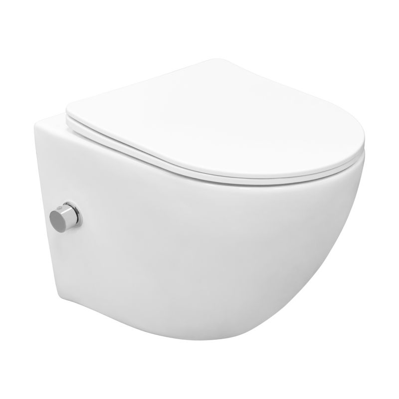Væghængt Toilet med Bidetfunktion Hvid 49 cm