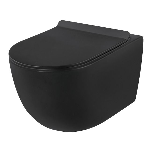 Sort væghængt Rimless WC-skål Riviera
