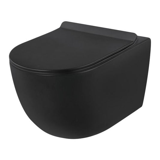 Sort væghængt Rimless WC-skål Riviera