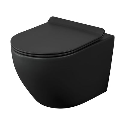 Væghængt Toilet Riviera Uden Skyllekant Sort 48,5x36x35,5 cm